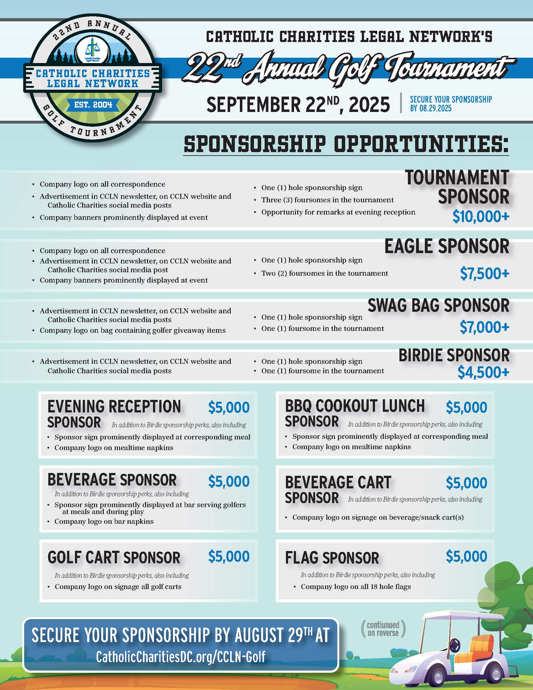 CCLN GOLF TOURNAMENT SPONSOR LEVELS